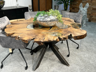 Runder Baumkantentisch "Echtholz Aura" 